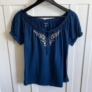 Vintage American Living Cottage Boho Embroidered Flowers Ruffles Women’s Sz Med